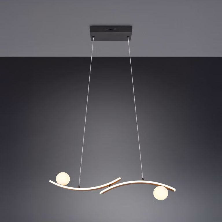 Trio Lighting Lampada a sospensione Napoli, dimmerabile, Nero, Soggiorno / Sala da pranzo, Metallo, Moderno, Lampada a sospensione