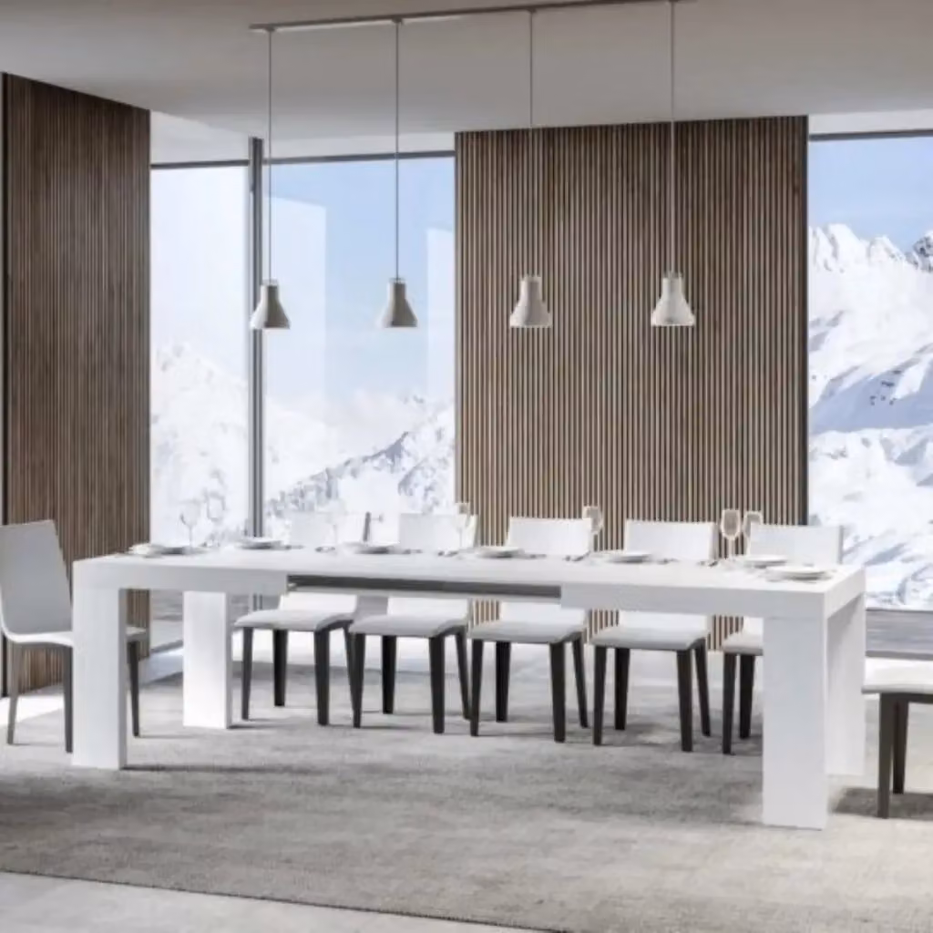 Tavolo allungabile Roxell moderno in legno bianco frassino L: 200-460 cm, P: 90 cm – 2