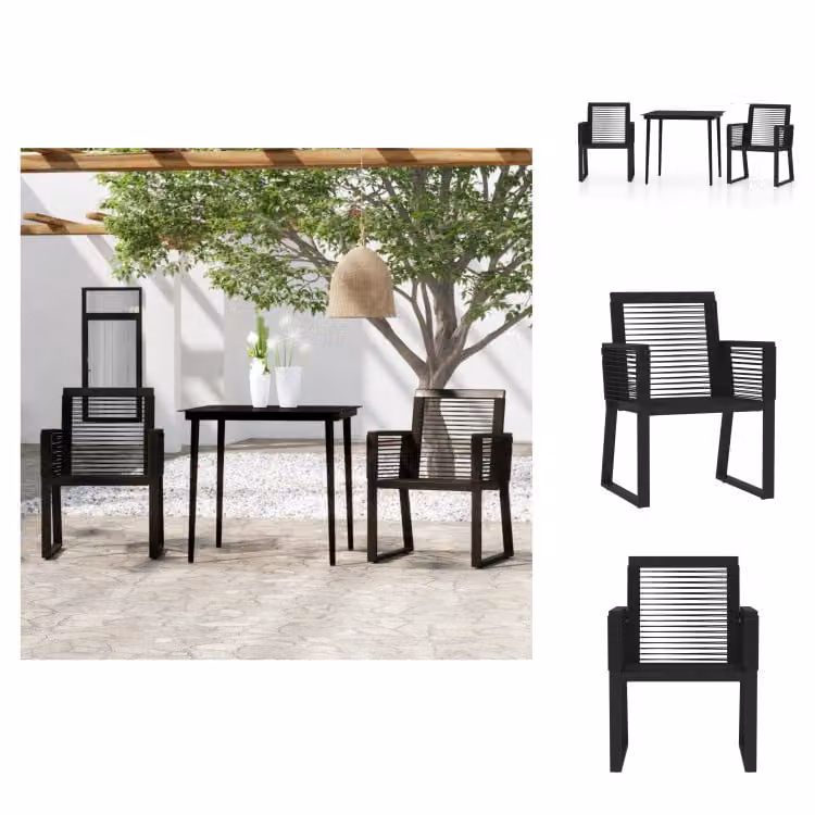 vidaXL Set da pranzo da giardino 3 pezzi nero - Set di mobili da giardino