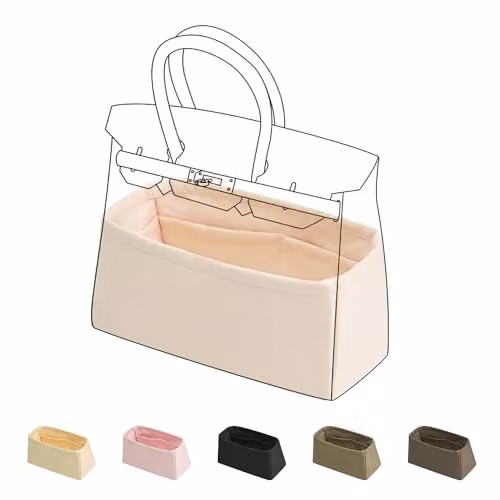 DGAZ Organizer Borsa in Satin per Birkin 40, Inserto Borsa, Craie
