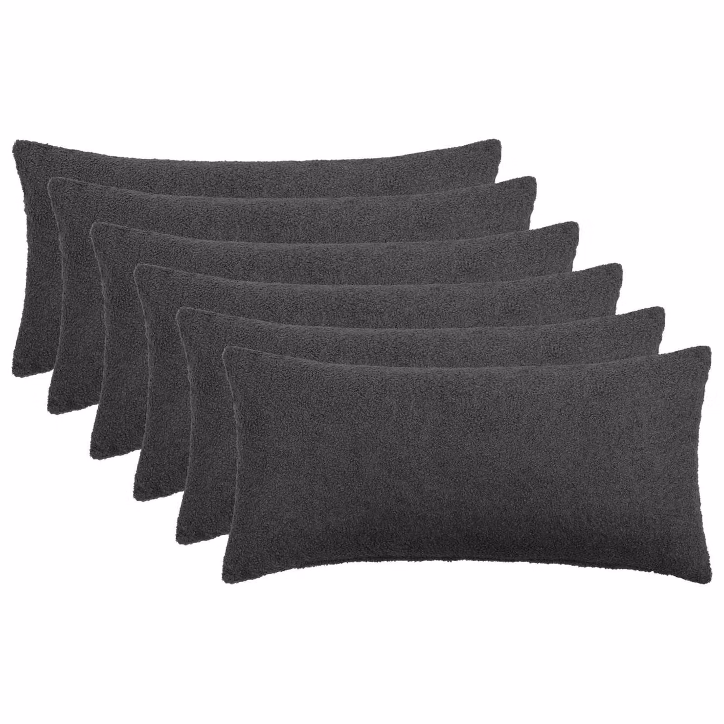 Set di 6 federe vidaXL HEERLEN in tessuto bouclé grigio scuro, L 40 cm x P 70 cm