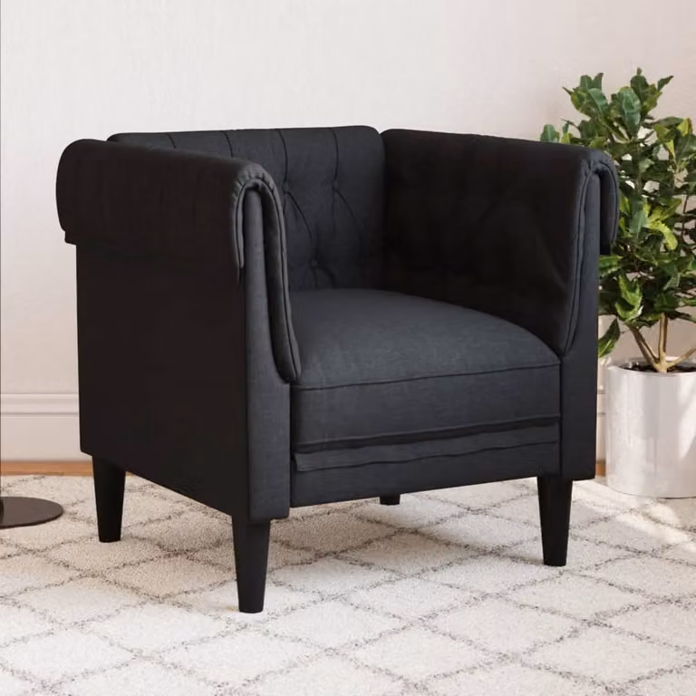 Maison Exclusive - Poltrona Chesterfield, colore nero, rivestita in tessuto