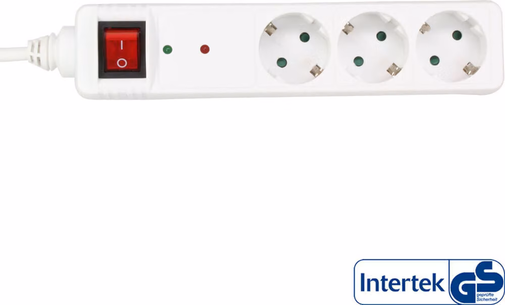 InLine® 16431Q Presa a nastro, contatto di terra a 3 vie, con protezione da sovratensione, con interruttore, 1,5 m, bianco