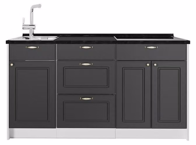 Cucine componibili piccole Vicco Fame-Line Oro-antracite rustico 150 cm, PL Antracite, Model 65313
