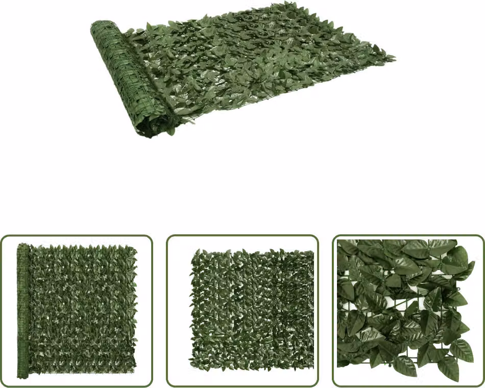 The Living Store Paravento per balcone con foglie verde scuro 300x150 cm