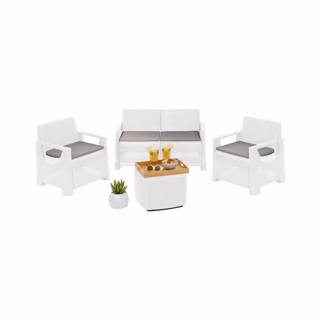 Set Salotto da Esterno Triulzi DMORA Bianco con Cuscini per 4 Persone – 2