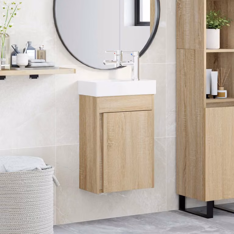 Mobile bagno con rubinetto vidaXL in Rovere Sonoma, L 40,5 cm x P 22,5 cm x H 62 cm