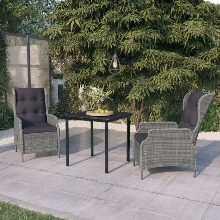 Maison Exclusive - Set da pranzo da giardino a 3 pezzi, grigio chiaro