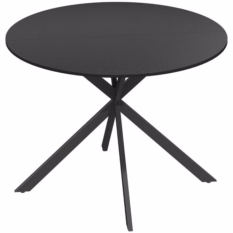 Tavolo rotondo Moonbite per 4 persone, diametro 100 cm, tavolo da cucina in stile industriale con gambe in acciaio a forma di X, resistente ai graffi, ideale per la cucina o la sala da pranzo, legno, colore nero
