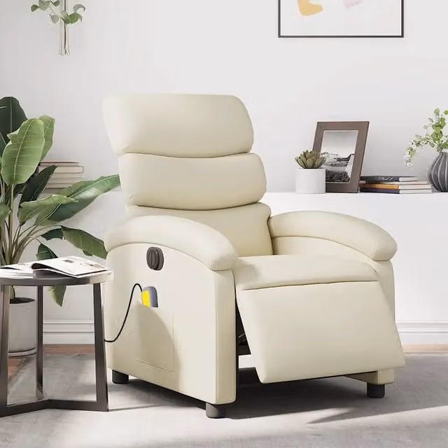 Poltrona Massaggiante Elettrica Reclinabile vidaXL in Similpelle Beige