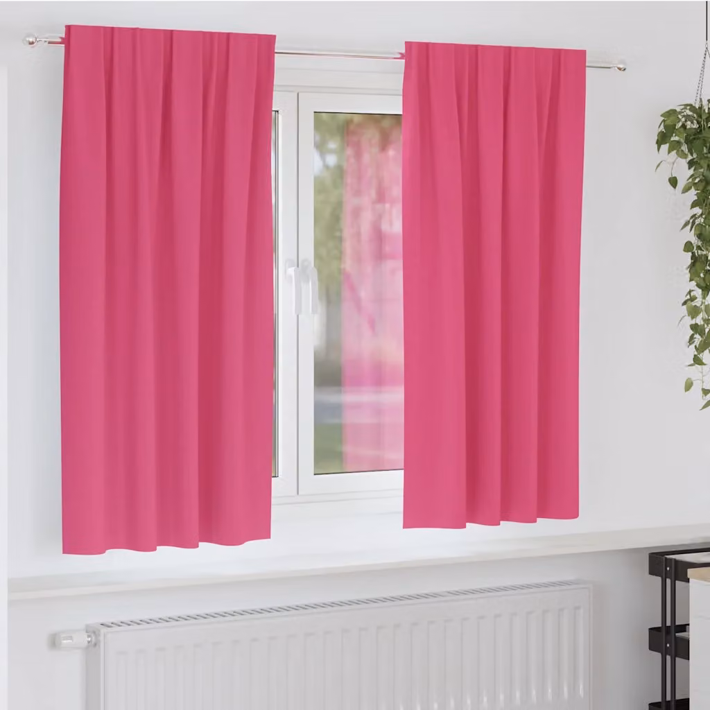 Set di 2 tende blackout vidaXL con anelli in poliestere, colore rosa, L: 140 cm, H: 175 cm