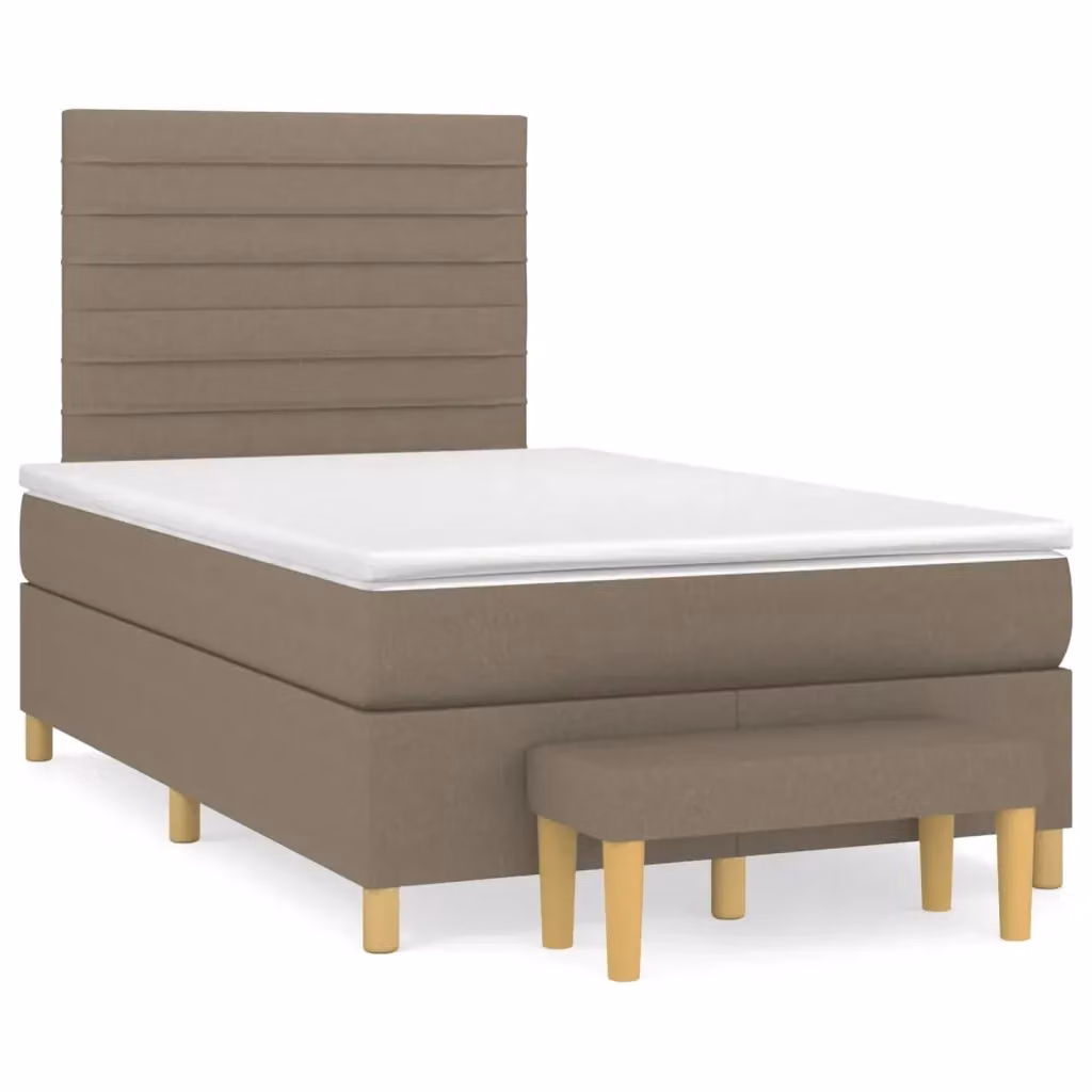 Letto Ibrido vidaXL con Giroletto a Molle e Materasso in Tessuto Beige e Bianco L/P/H: 120 x 200 cm – 2