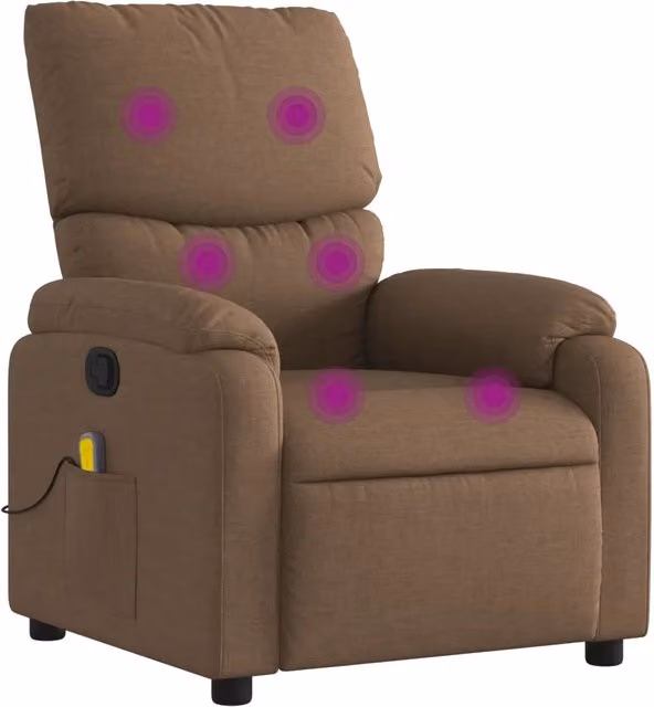 Poltrona Relax Reclinabile Moderna in Tessuto Marrone con Braccioli e Struttura in Metallo e Legno – 1