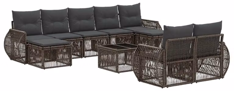 Set Divano da Giardino 10 pcs Grigio e Grigio Scuro polyrattan