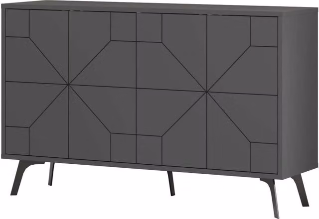 Credenza in legno "Dune" - 123 x 35 x 62 cm - Grigio antracite