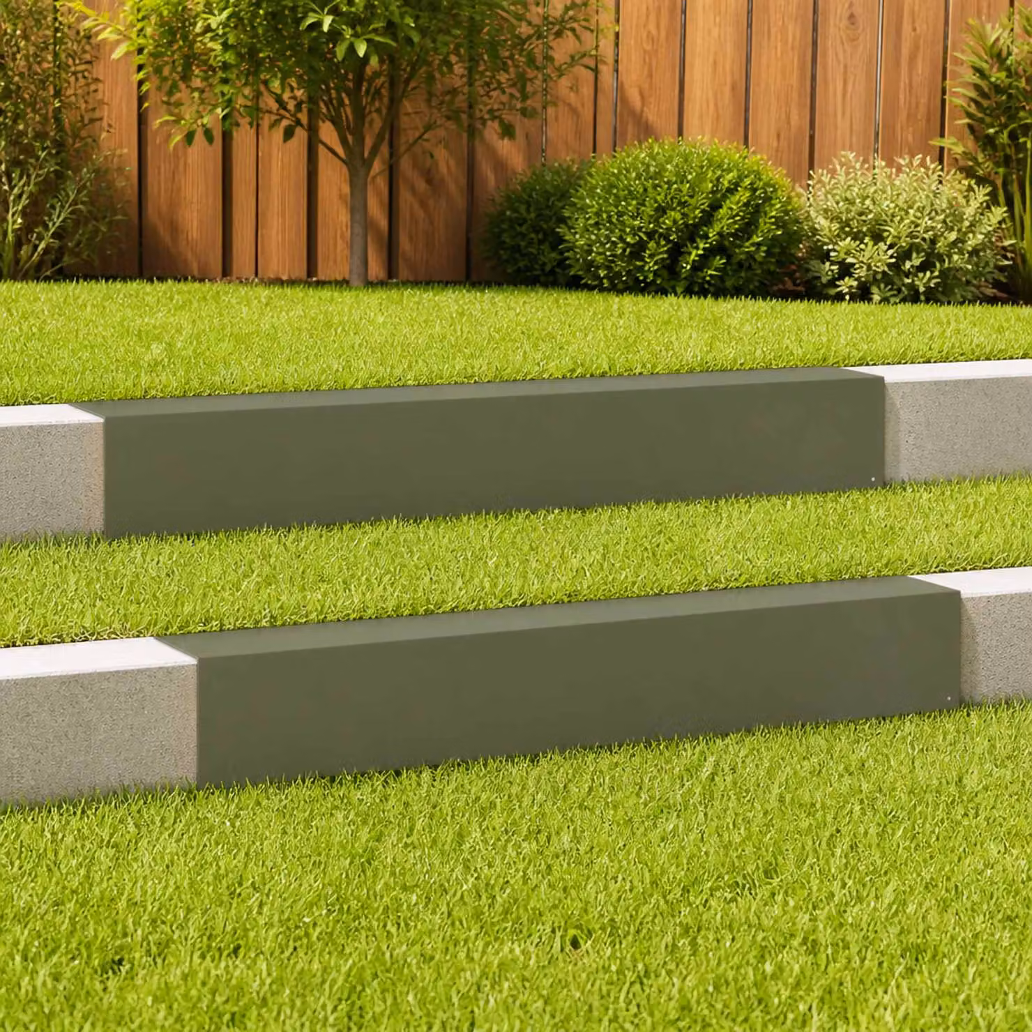Set di 2 profili di copertura per giardino vidaXL in acciaio, disponibili nei colori verde o grigio, L 100 x P 15 x H 15 cm