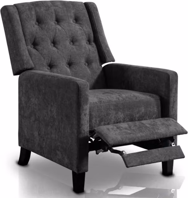 Poltrona Relax Reclinazione Manuale Poggiapiedi Poltroncina Deluxe Grigio Scuro
