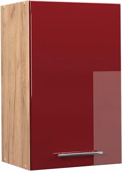 Pensile da cucina Vicco Fame-Line moderno in MDF bordeaux lucido e rovere, L: 45 cm