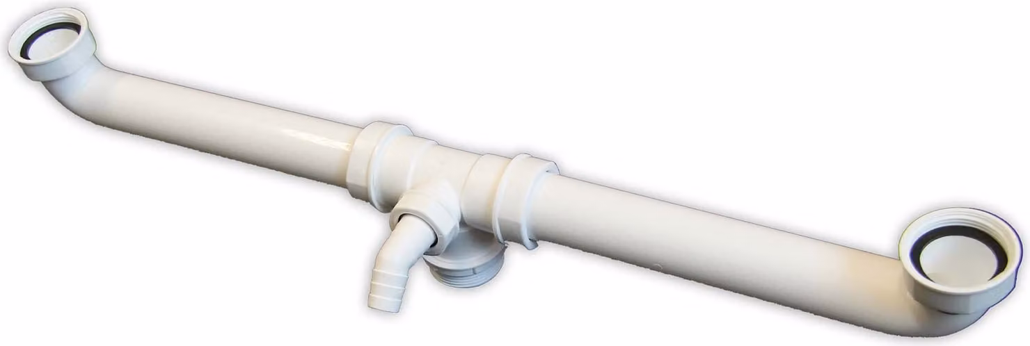 tecuro raccordo di scarico per lavello doppio1 1/2 pollice tubo 40 mm, extra lungo 570 mm