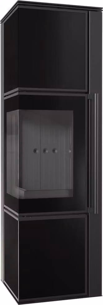 Stufa in acciaio KRATKI TORA/M 8 kW Ø 150 Pannello in vetro nero rivestimento nero