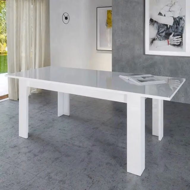 Tavolo Allungabile JESI 160 - Design Moderno Bianco Lucido