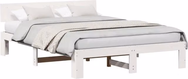 Letto matrimoniale moderno in pino massello bianco L/P/H: 140 x 200 x 66 cm