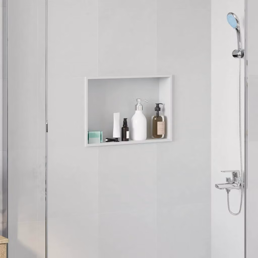 Nicchia per doccia incassata vidaXL in acciaio inox, Bianco, L: 45 cm, P: 30 cm, H: 9,5 cm
