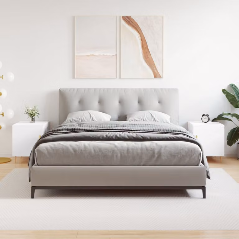 Set di 2 comodini sospesi vidaXL bianchi in legno e metallo, design moderno per camera da letto, L/P/H: 40 x 40 x 50 cm