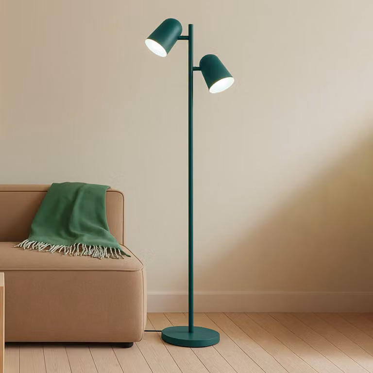 Lampada da terra Isara Lindby, Verde, Soggiorno / Sala da pranzo, Metallo, Moderno, Lampada da terra