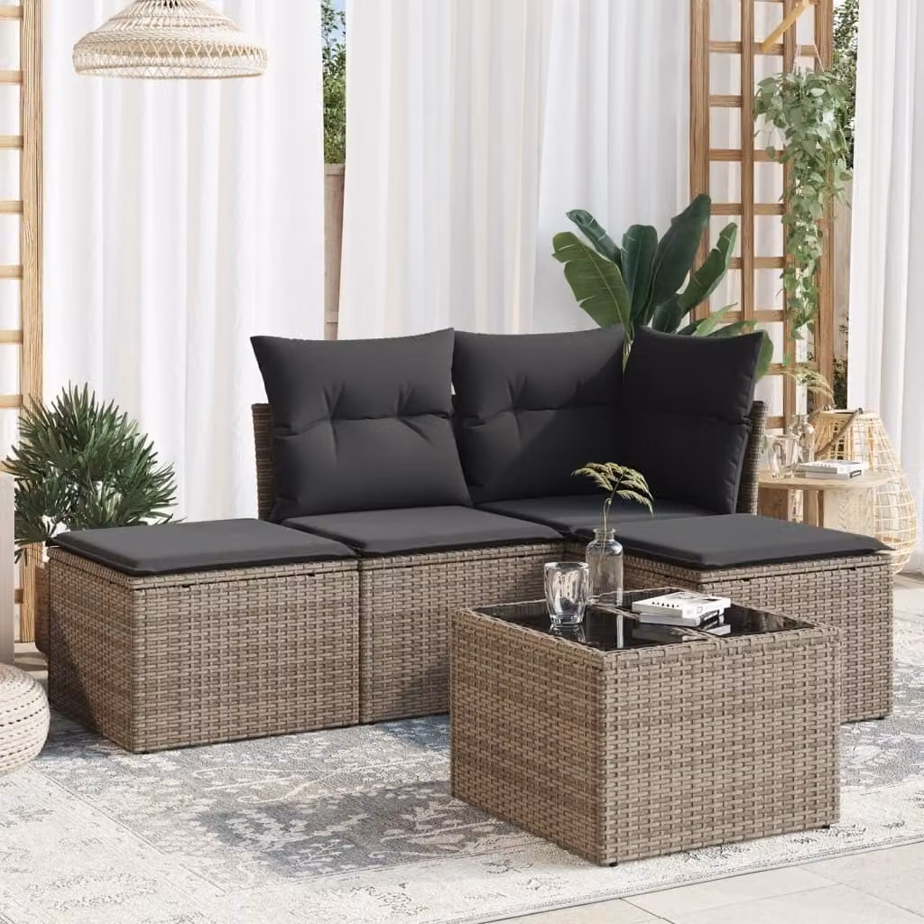 Maison Exclusive - Set divani da giardino 5 pezzi con cuscini grigio polyrattan