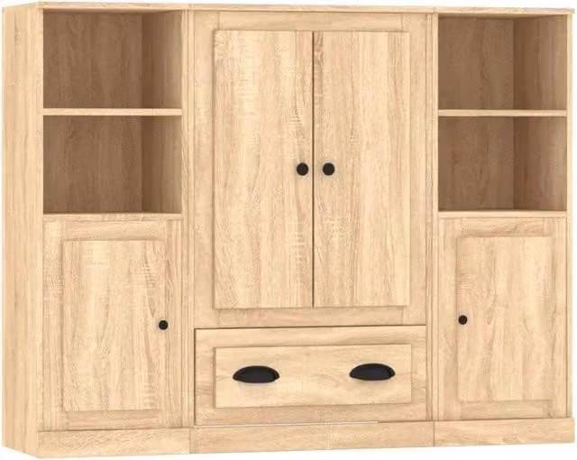 Credenze 3 pz | Madia | Buffet da pranzo | Armadio da pranzo Rovere Sonoma in Legno Multistrato