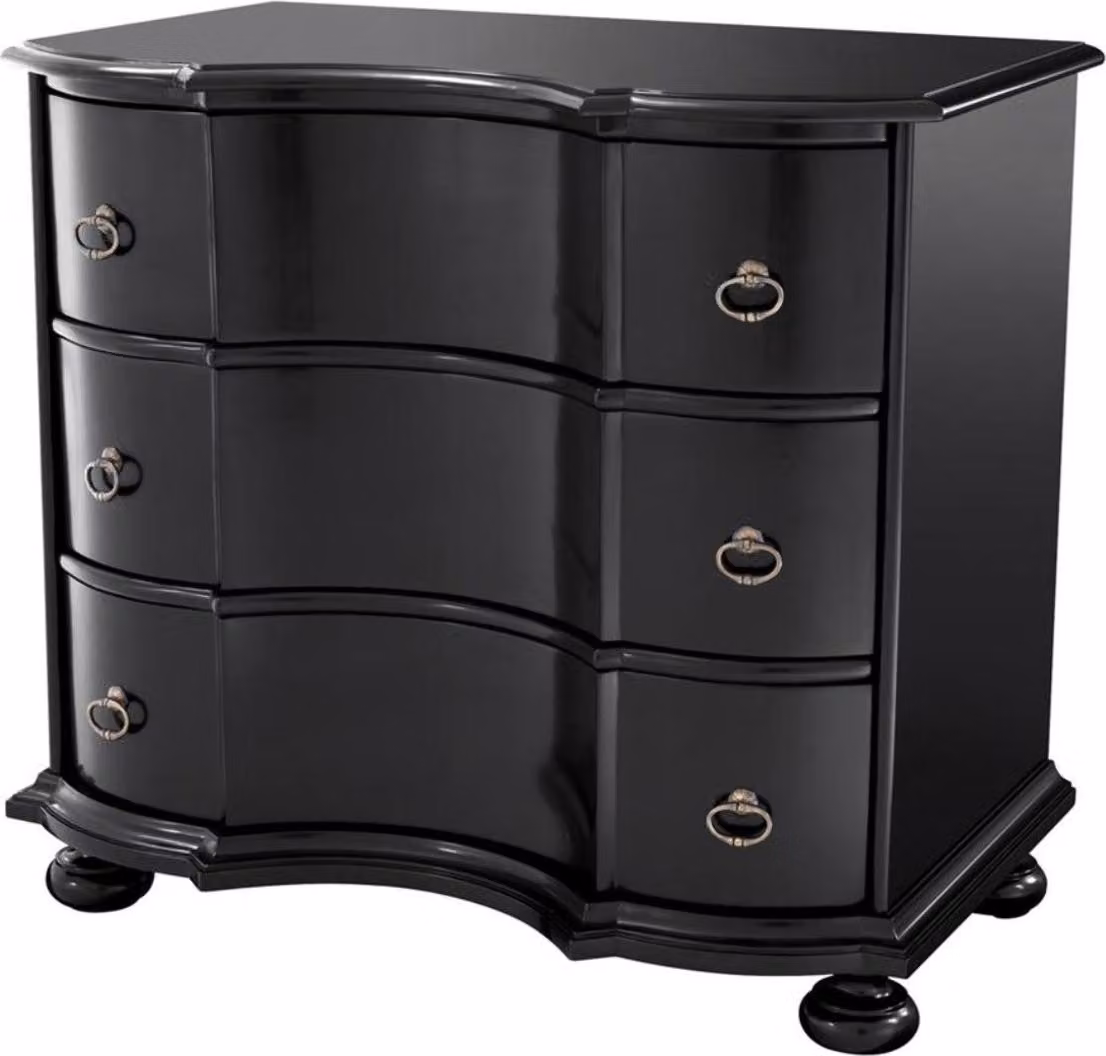 Casa Padrino cassettiera a 3 cassetti nero/ottone antico 94 x 60 x h. 87 cm - qualità lusso