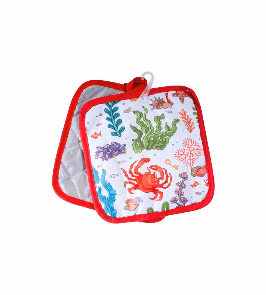 Presine Forno Set 2 Pezzi in Poliestere 17x17 cm - Decori Marini