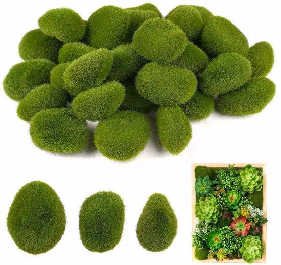 Set di pietre artificiali per giardini, 30 pezzi, verde, plastica