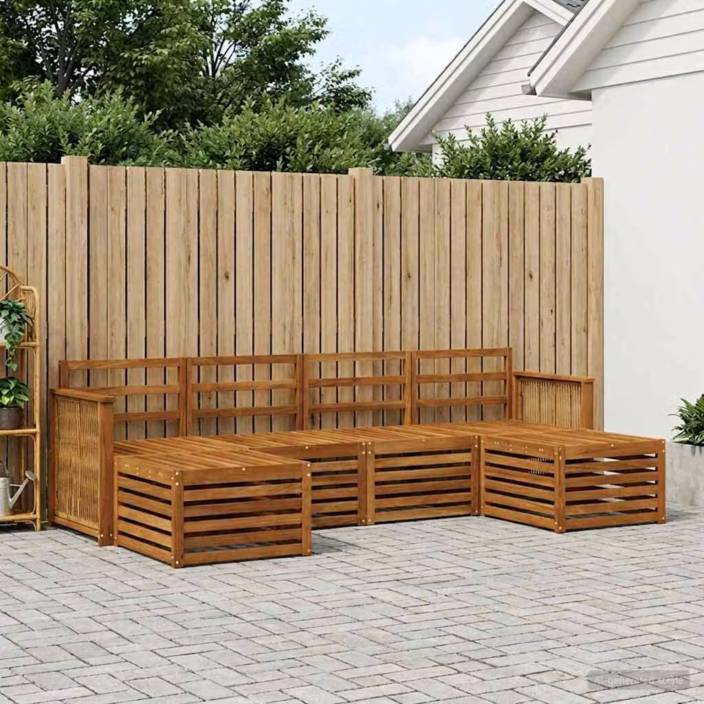 Set di divani da esterno vidaXL a forma di L in legno di acacia marrone con cuscini inclusi