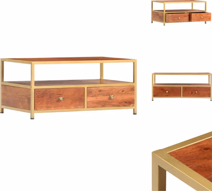 vidaXL Tavolino 90 x 50 x 40 cm in legno massiccio di acacia - Tavolini da caffè