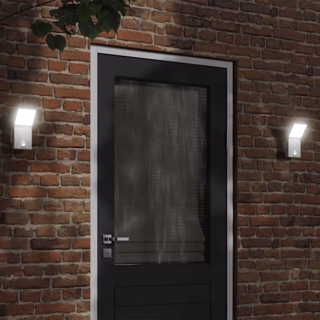 Applique da esterno vidaXL con LED e sensore di movimento, colore bianco, in alluminio, IP54