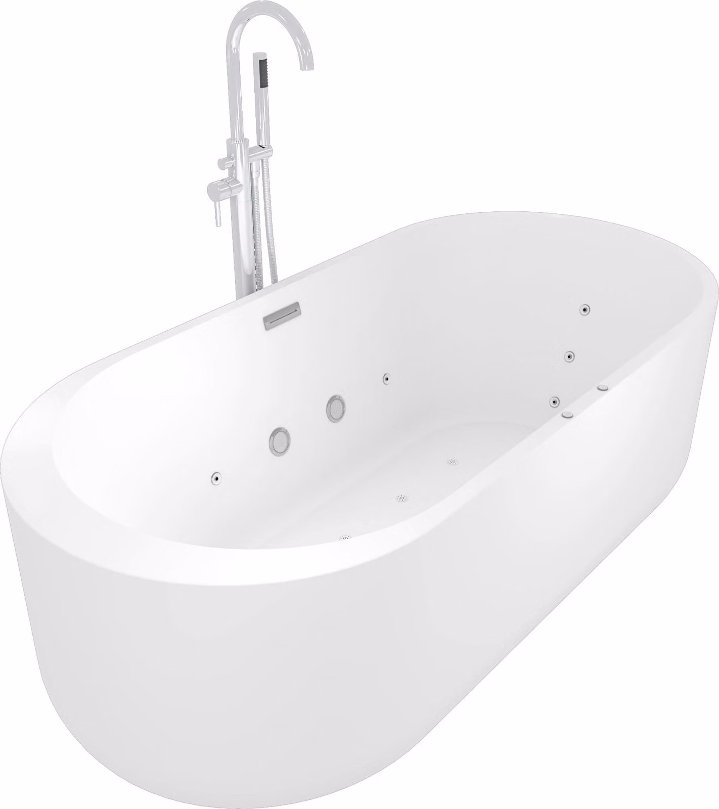 vasca da bagno autoportante F26 170x80cm con idromassaggio aria e acqua e rubinetto AF02