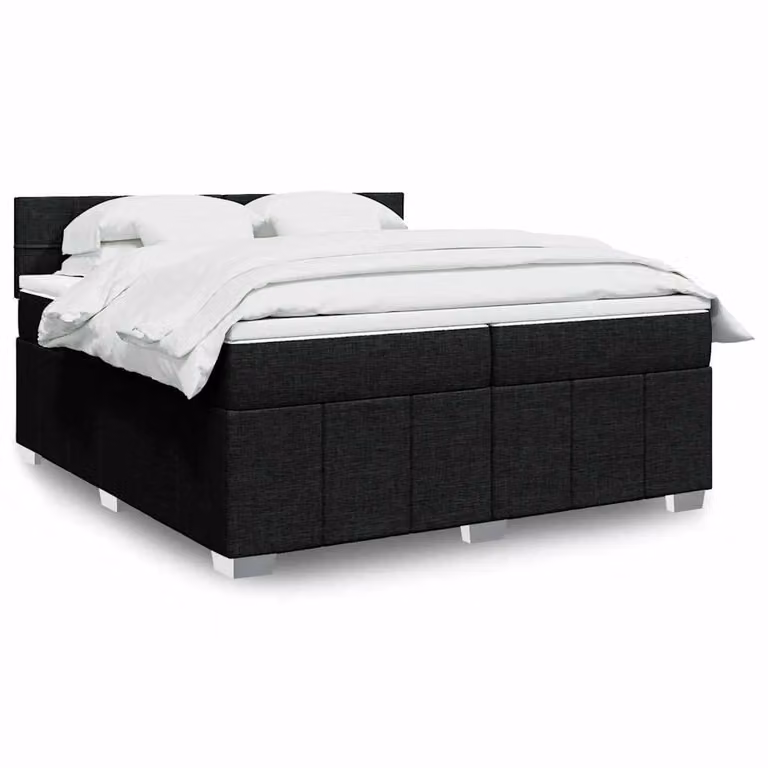 vidaXL Giroletto a Molle con Materasso Ibrido Nero e Bianco, L/P: 200 x 200 cm