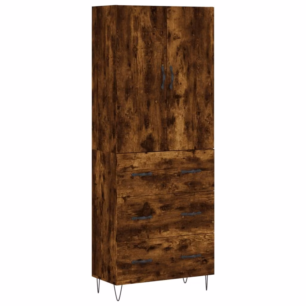 Credenza Rovere Fumo 69,5x34x180 cm in Legno Multistrato