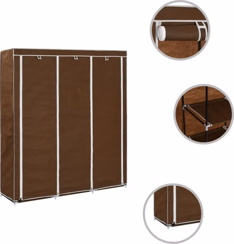 Armadio con Scomparti e Aste Marrone 150x45x175 cm in Tessuto
