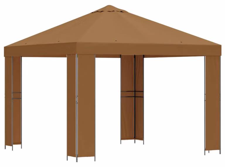 Gazebo 3 x 3 m Beige Poliestere e Acciaio 190 gsm