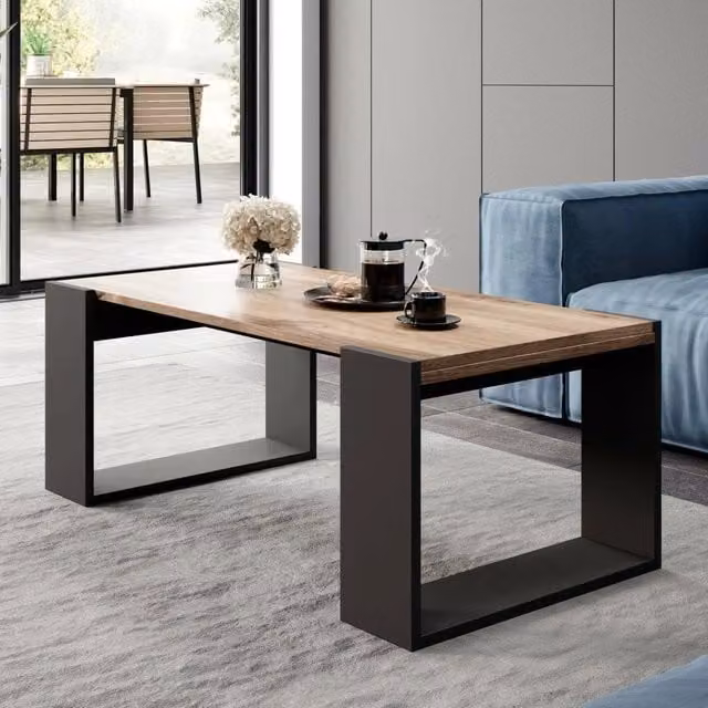Tavolino da salotto DMORA Specchia moderno con ampio ripiano, L 120 cm x P 46 cm x H 55 cm, Rovere e Antracite – 1