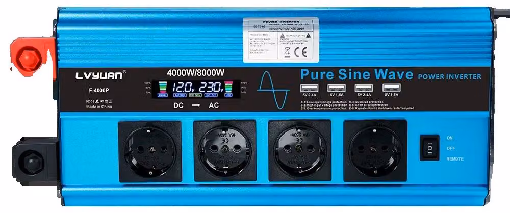 Inverter, onda sinusoidale pura, alta efficienza, potenza di picco 8000W, compatibile con lo standard europeo, ingresso DC 12V, uscita AC 220V-240V
