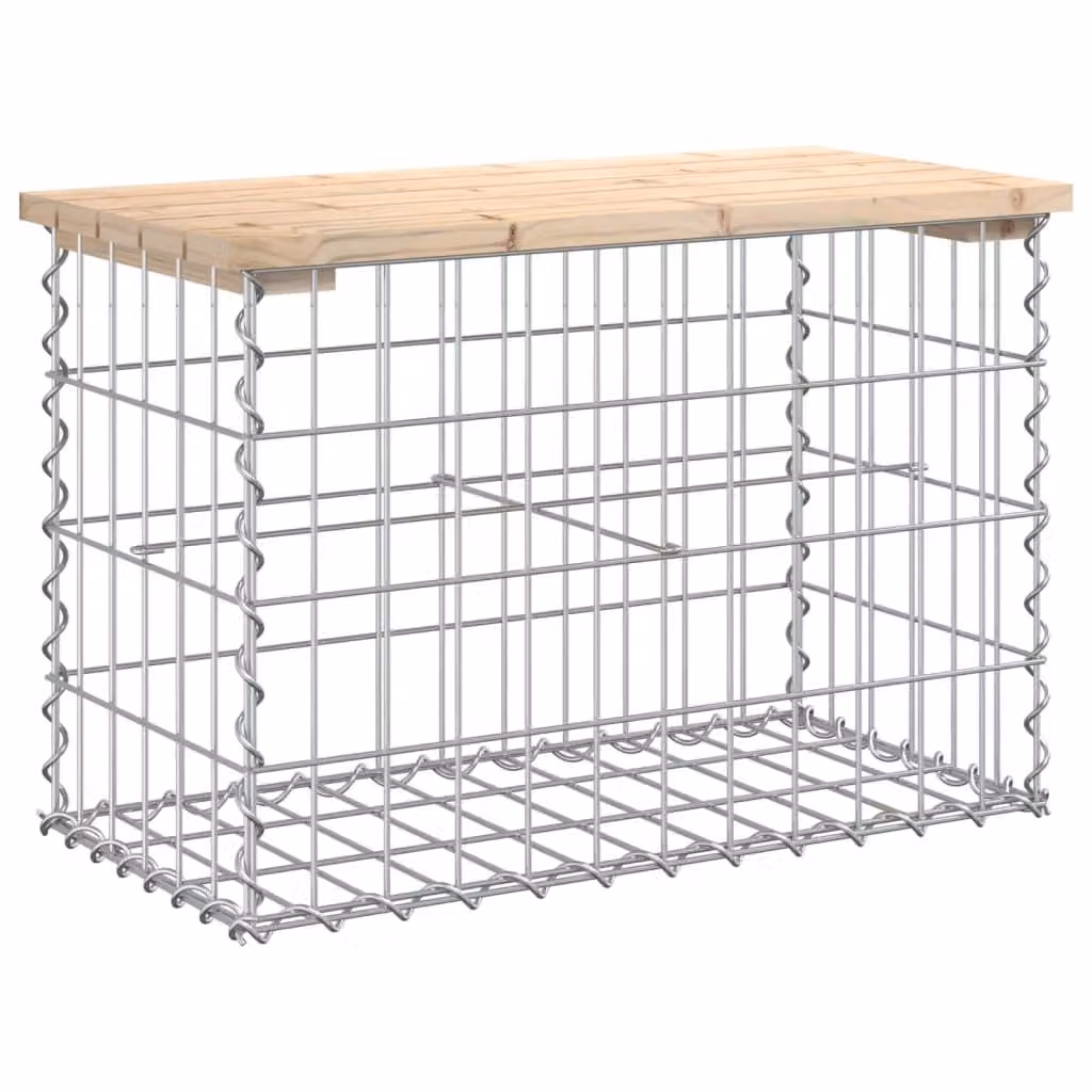 Panca Giardino Design Gabbione 63x31,5x42cm Legno Massello Pino