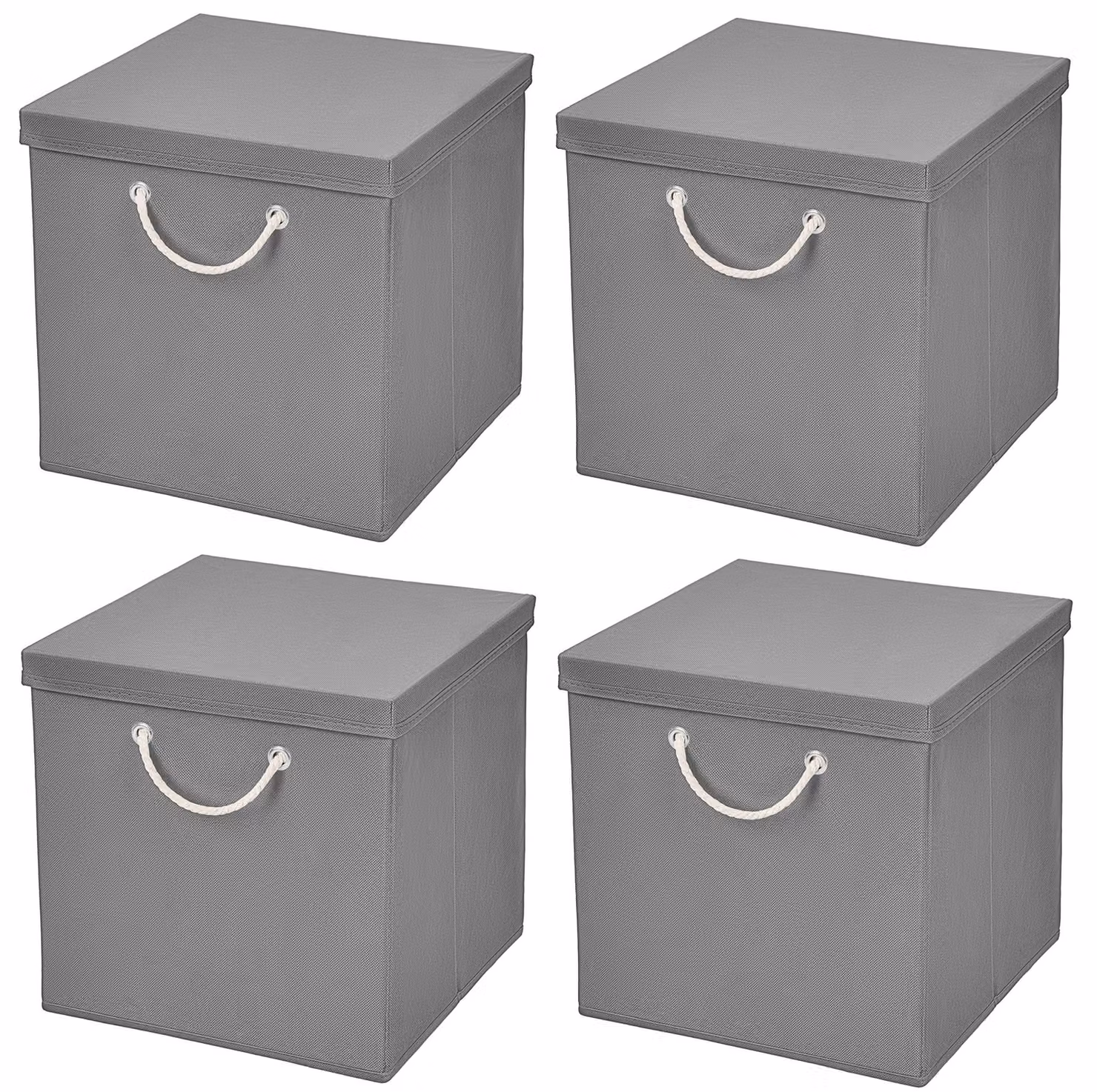 Contenitore pieghevole con coperchio abbinato - 30 x 30 x 30 cm, colore grigio chiaro