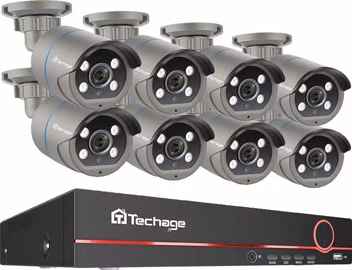 Canale NVR, supporto fino a 14TB HDD, configurazioni multiple di telecamere, accesso remoto, 8CH 8PCS 4MP CAM, HDD da 1TB integrato