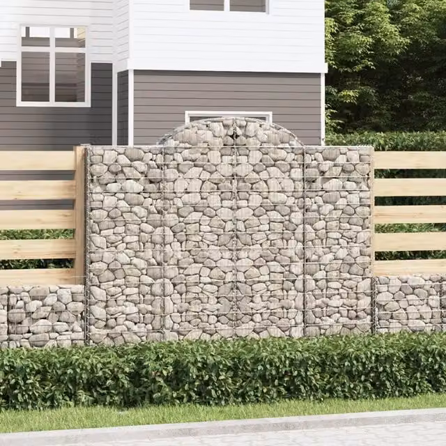 Set di 14 Cesti Gabbioni ad Arco Videx in Acciaio Zincato Argento L: 200 cm, P: 50 cm, H: 160/180 cm – 1