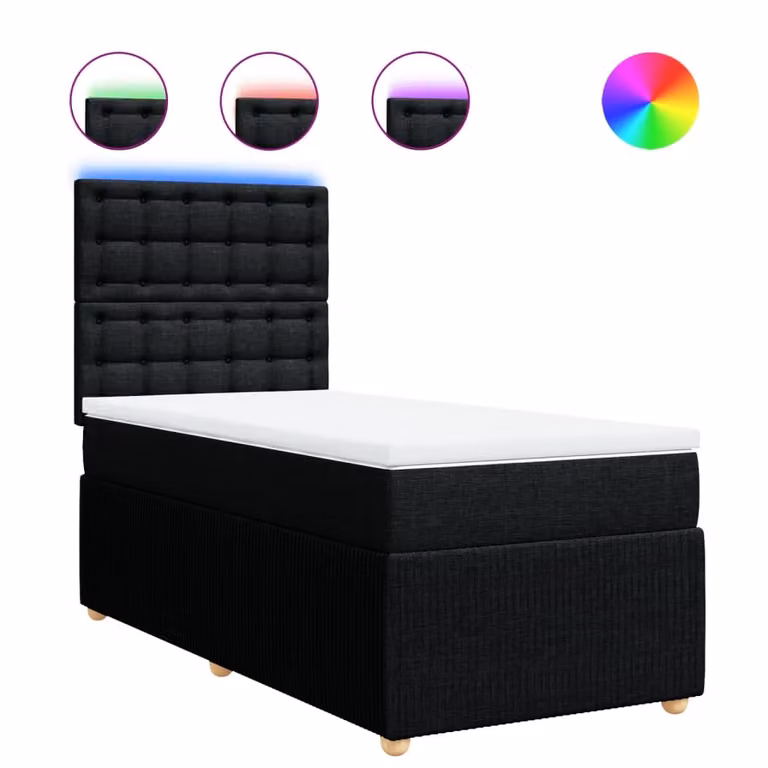Giroletto a Molle con Materasso Nero 80x200 cm inTessuto