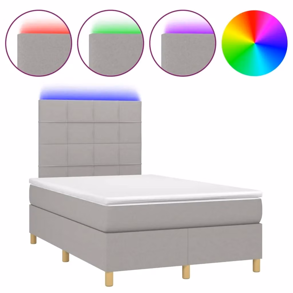 Letto con Materasso a Molle e Illuminazione LED vidaXL Grigio Chiaro L/P/H: 200 x 120 x 31 cm – 2